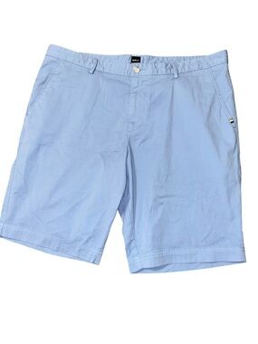 BOSS Men's Size 36 Light Sky Blue Flat Front Cotton Slice Slim Fit Shorts